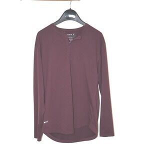BYLT Henley Shirt Size Large Burgundy Long Sleeve